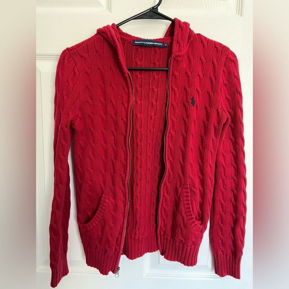 Ralph Lauren women Red Zip-Up Sweater - Picture 3 of 6